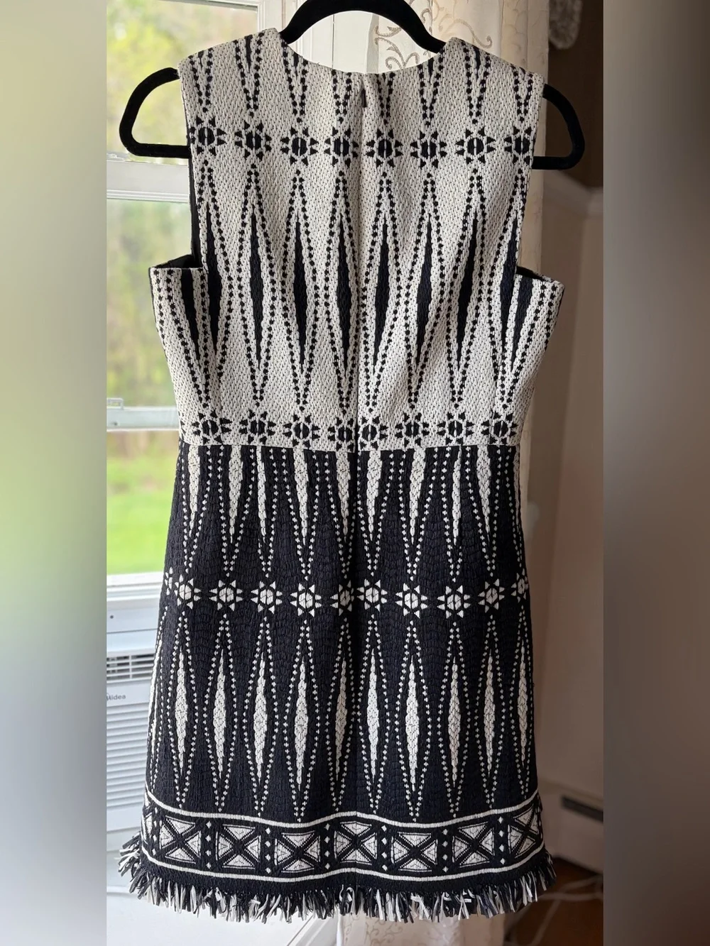 Tory Burch Black/Ivory Geometric Jacquard Dress Luxury Old Money Boho Sz 2